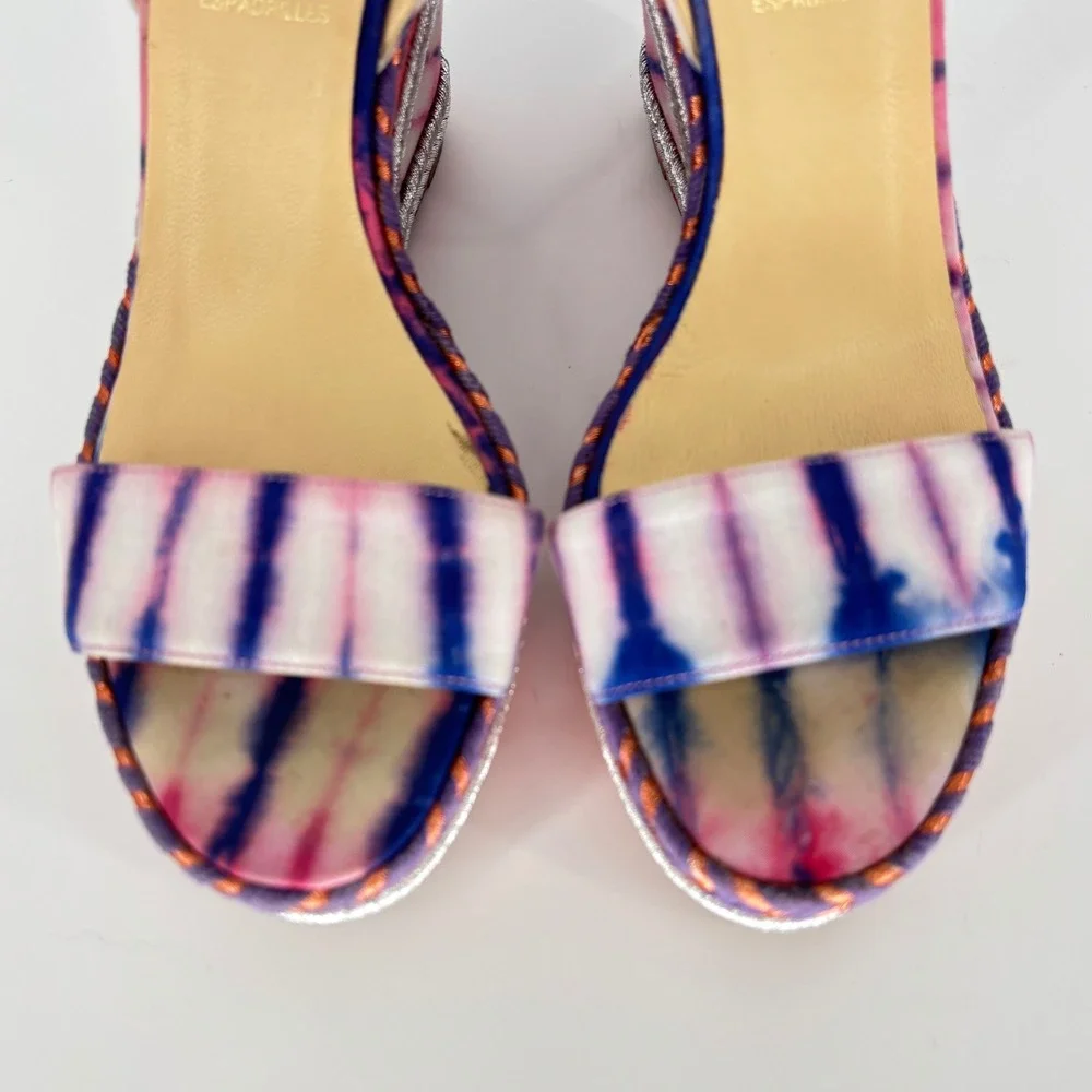 Christian Louboutin Duplice Tie-Dye Wedge Sandals Pink Women Size 36 Espadrille
